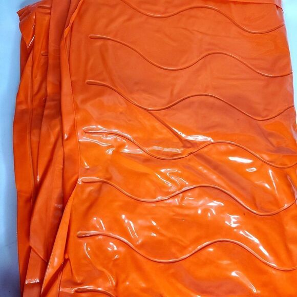Vtg 90s Intex The Wet Set Orange Pool Air Mat Mattress Lounge Float w/ Pillow - Picture 2 of 2